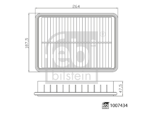 FEBI BILSTEIN Luftfilter 1007434 Filterindsats length_mm_203|Længde [mm]|264 width_mm_206|Bredde [mm]|188 height_mm_209|Højde [mm]|48 48mm for JAECOO