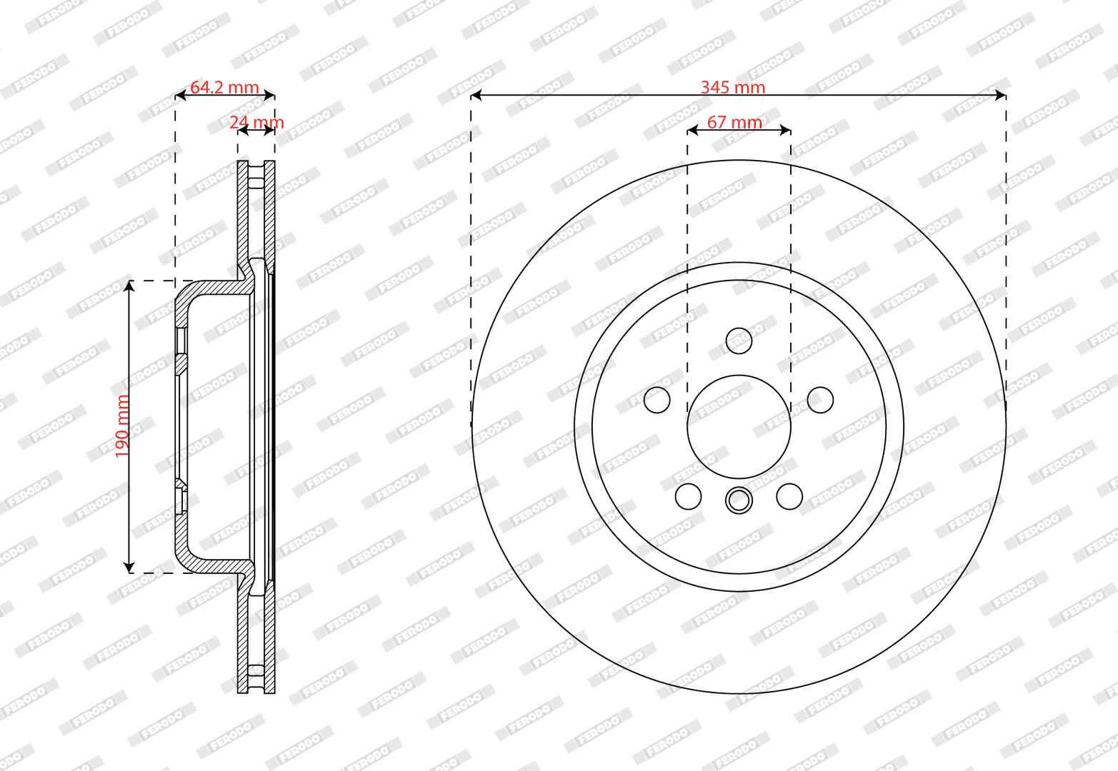 FERODO Bremseskive DDF3194LC-1 ventileret 345mm 24mm for BMW
