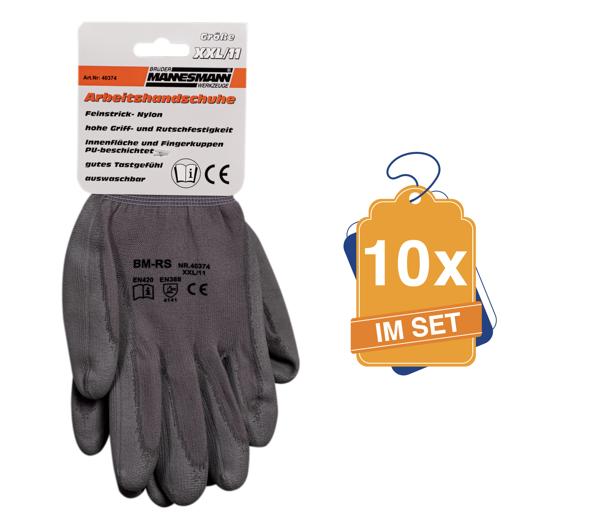 MANNESMANN Beskyttelseshandsker m4037410set