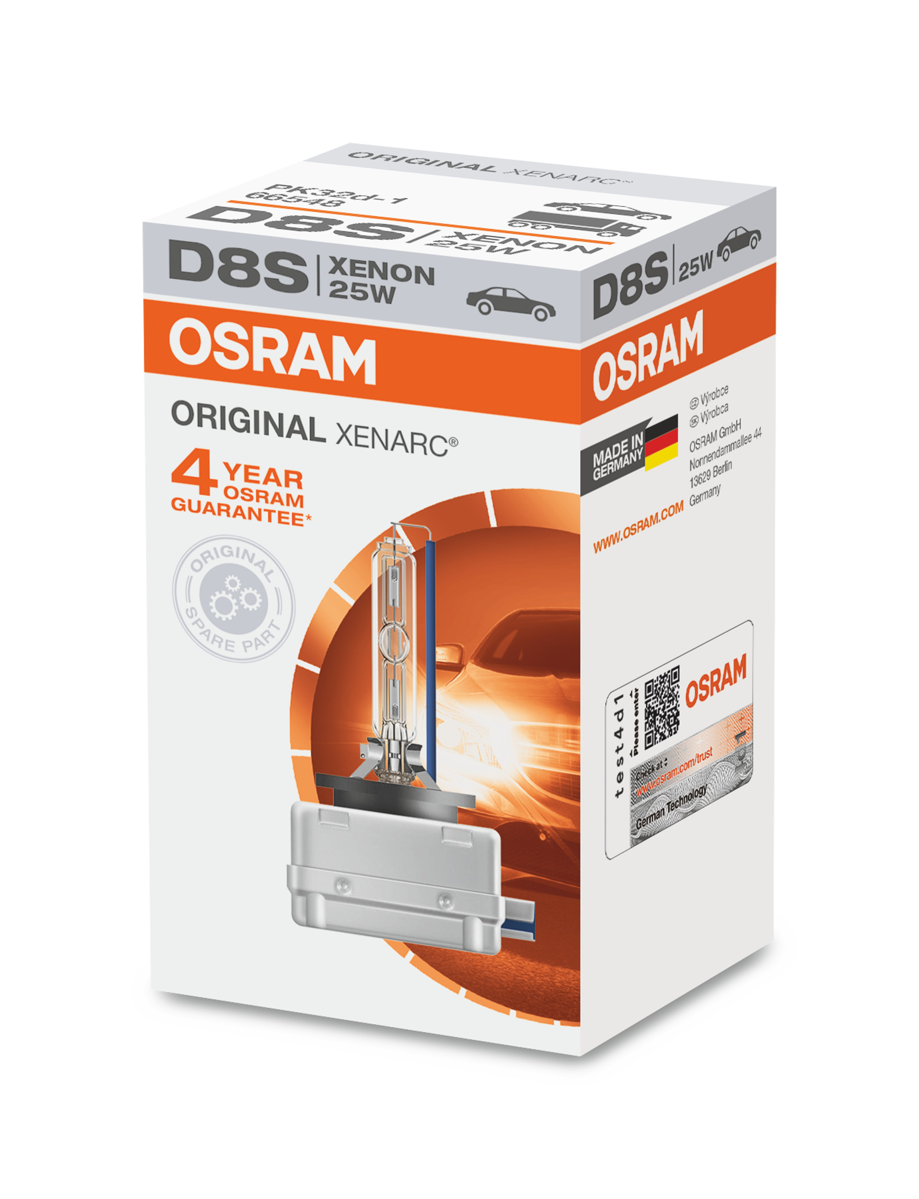 Osram D8S Original Xenarc, Xenon pære, 4500 Kelvin (1 stk)
