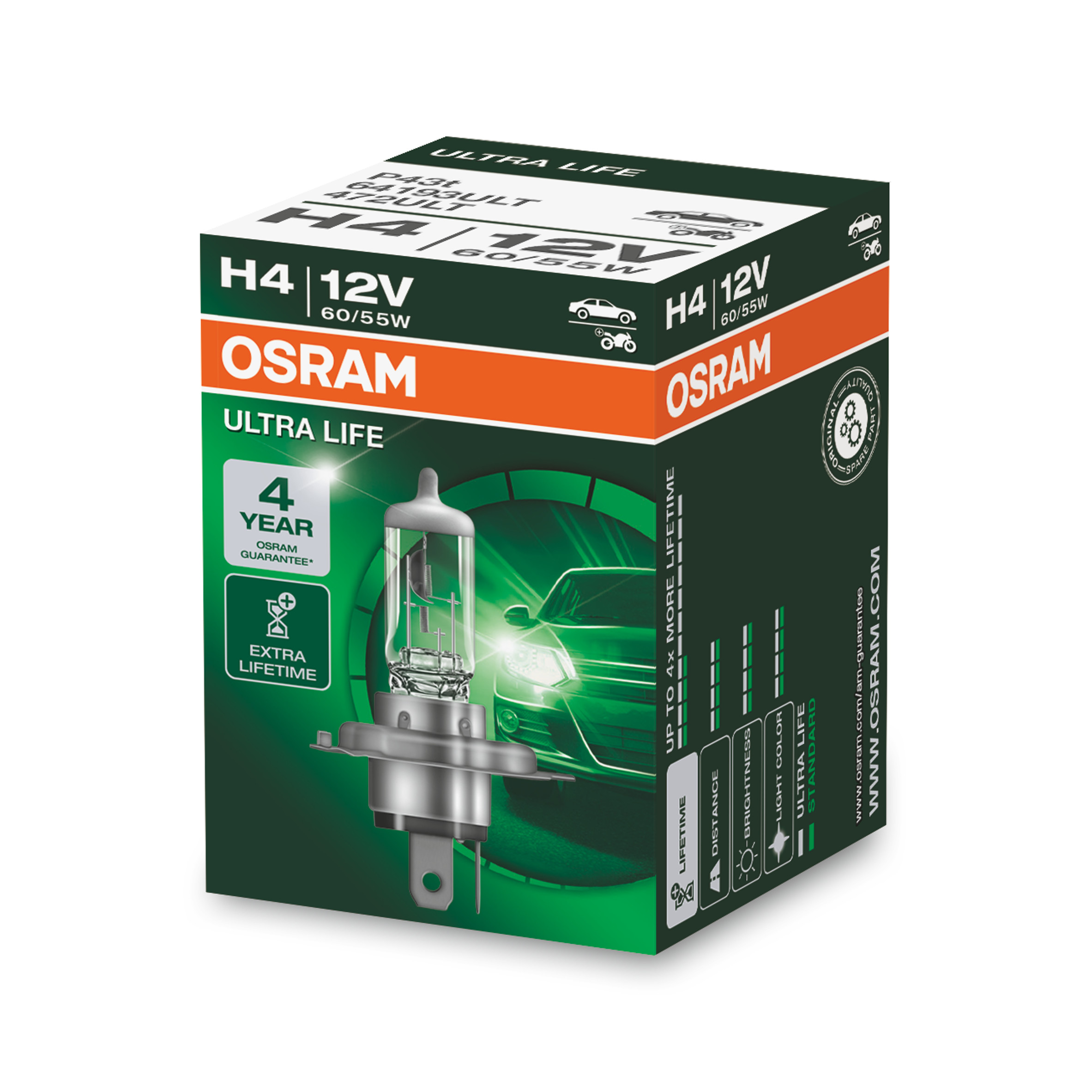 Osram ULTRA LIFE 64193ULT, 60 W, H4, Halogen