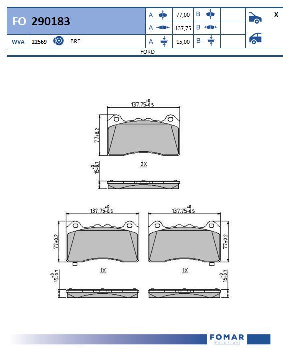 FOMAR FRICTION fo290183 for FORD