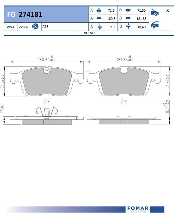 FOMAR FRICTION fo274181 for VOLVO