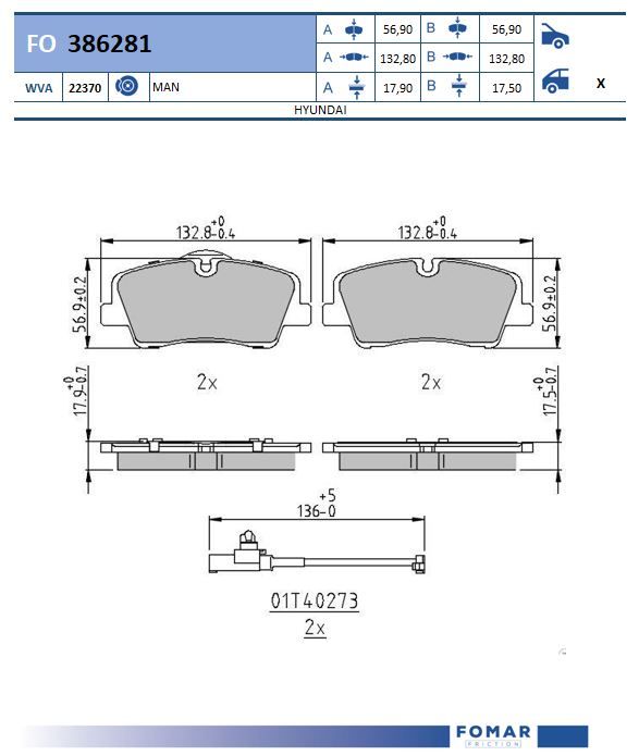 FOMAR FRICTION fo386281 for HYUNDAI