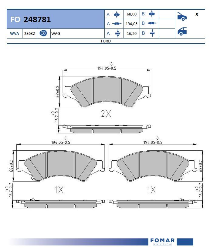 FOMAR FRICTION fo248781 for FORD USA MAZDA