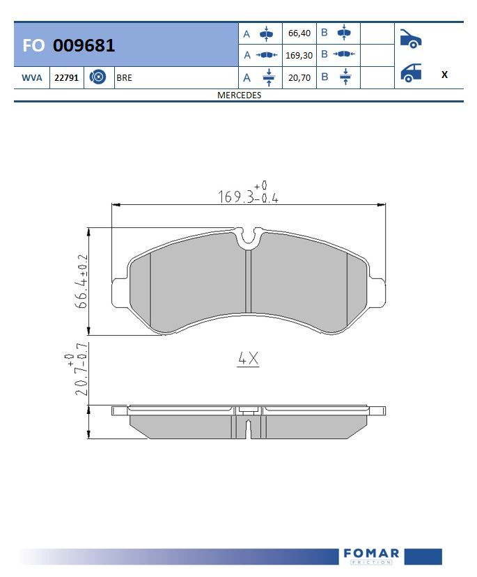 FOMAR FRICTION fo009681 for MERCEDES-BENZ