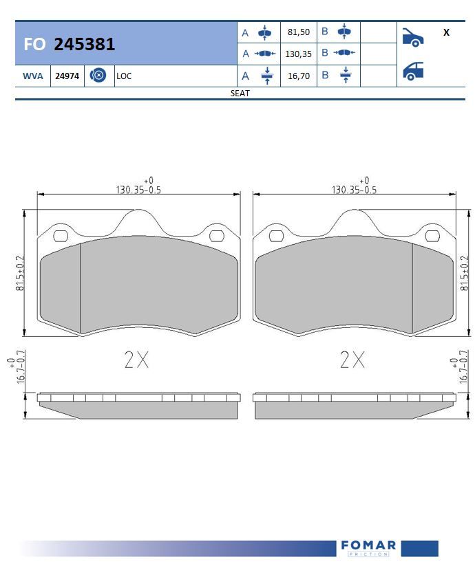 FOMAR FRICTION fo245381 for RENAULT SEAT