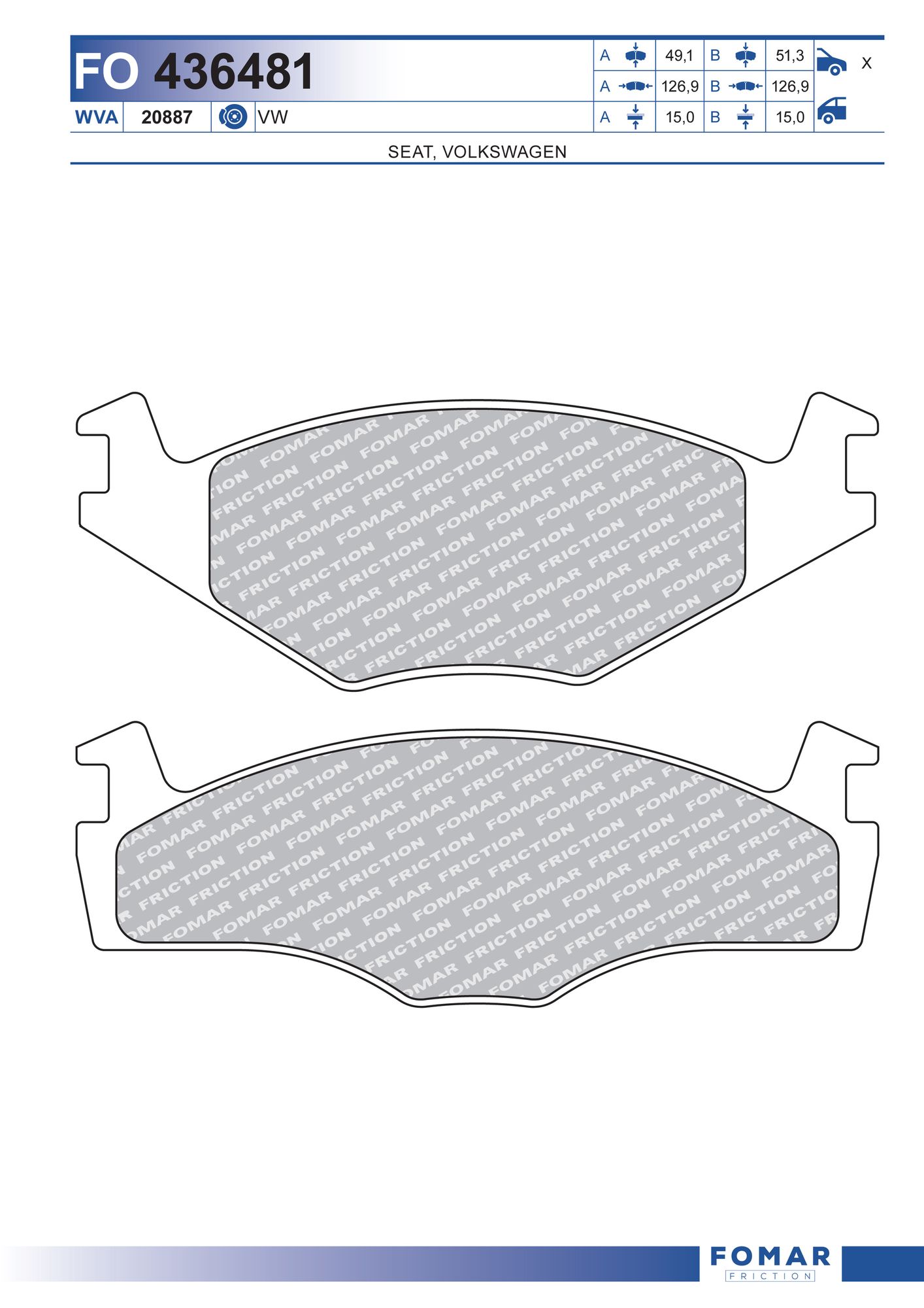 FOMAR FRICTION fo436481 for VW