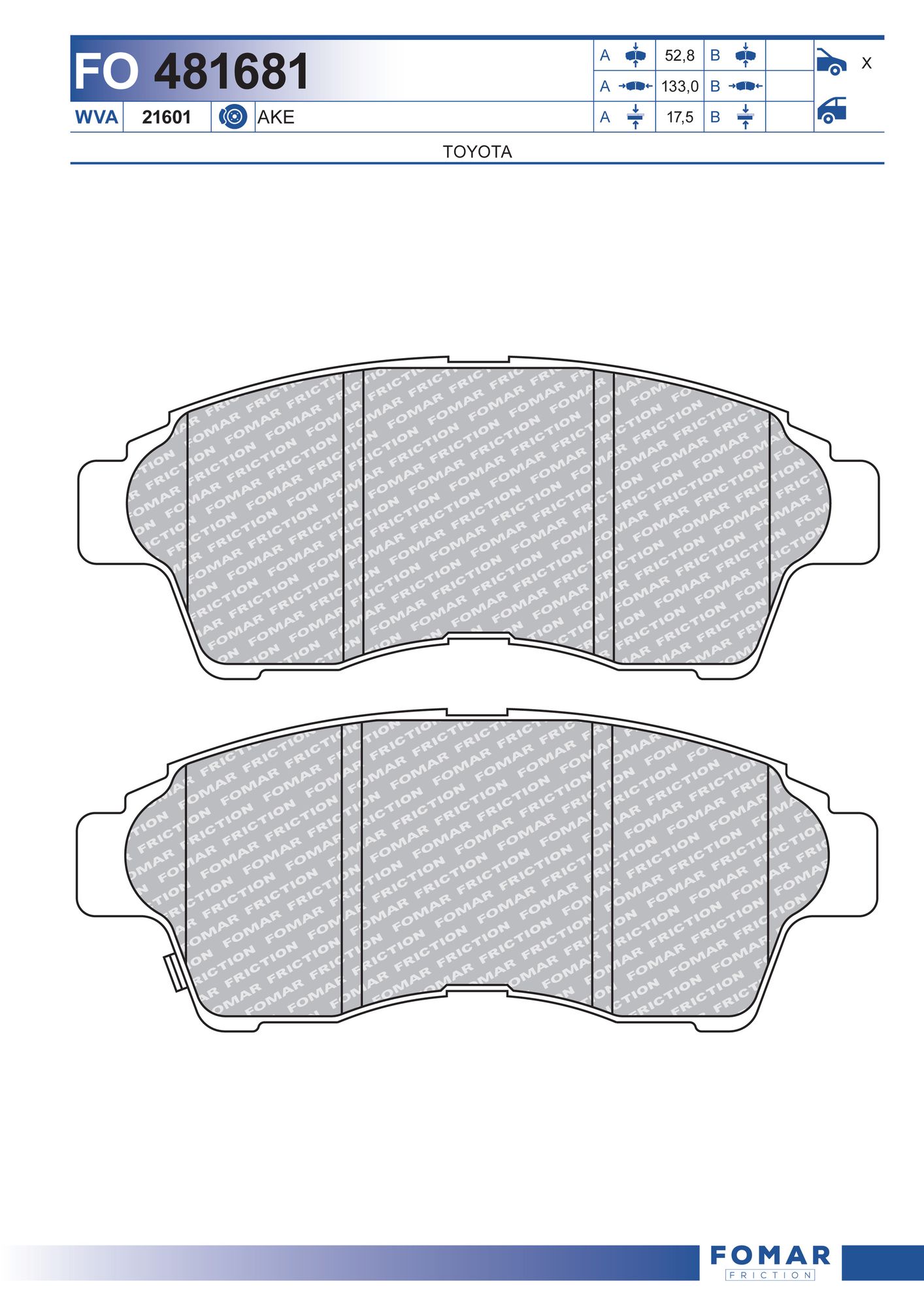 FOMAR FRICTION fo481681 for TOYOTA