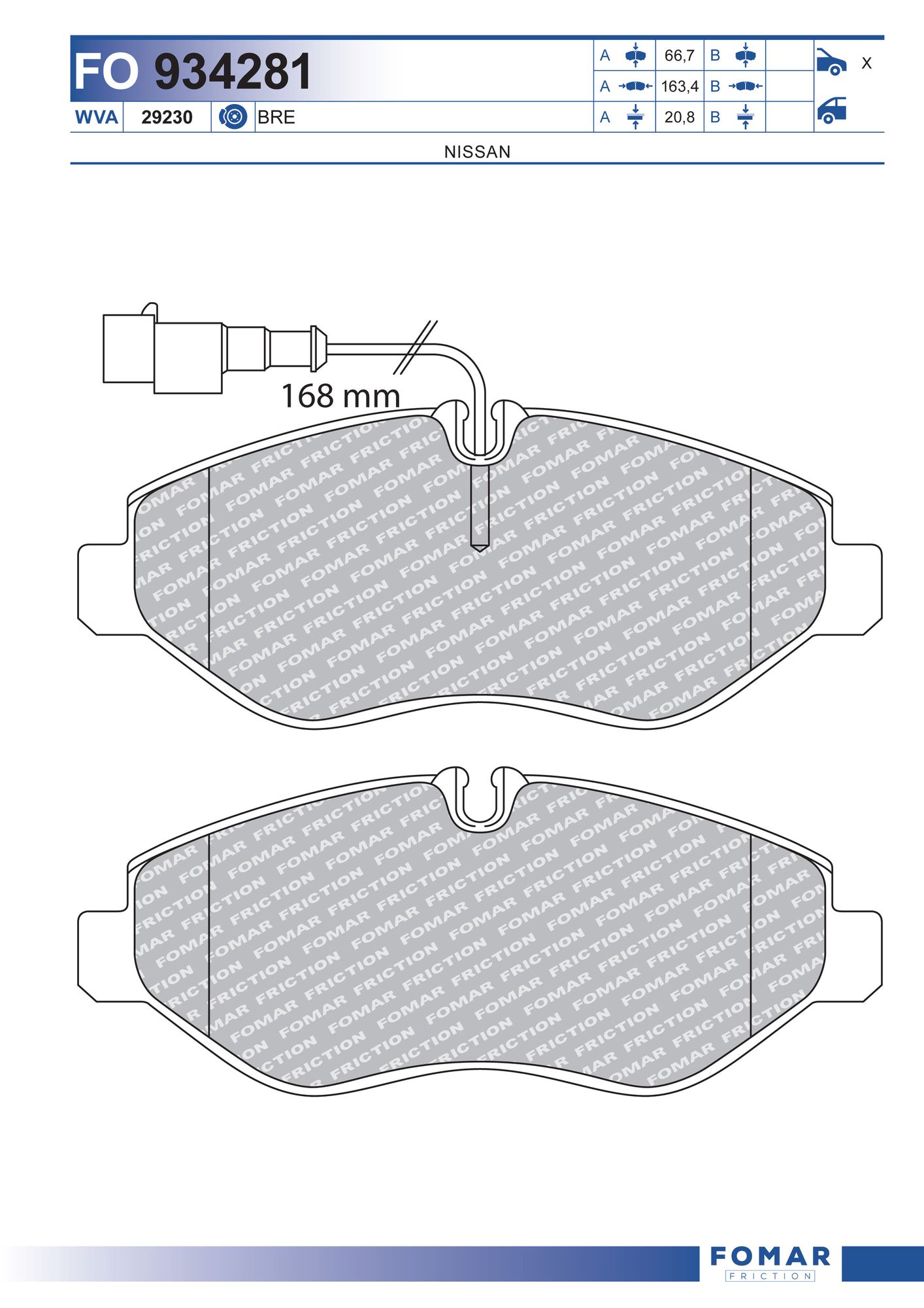 FOMAR FRICTION fo934281 for NISSAN RENAULT TRUCKS