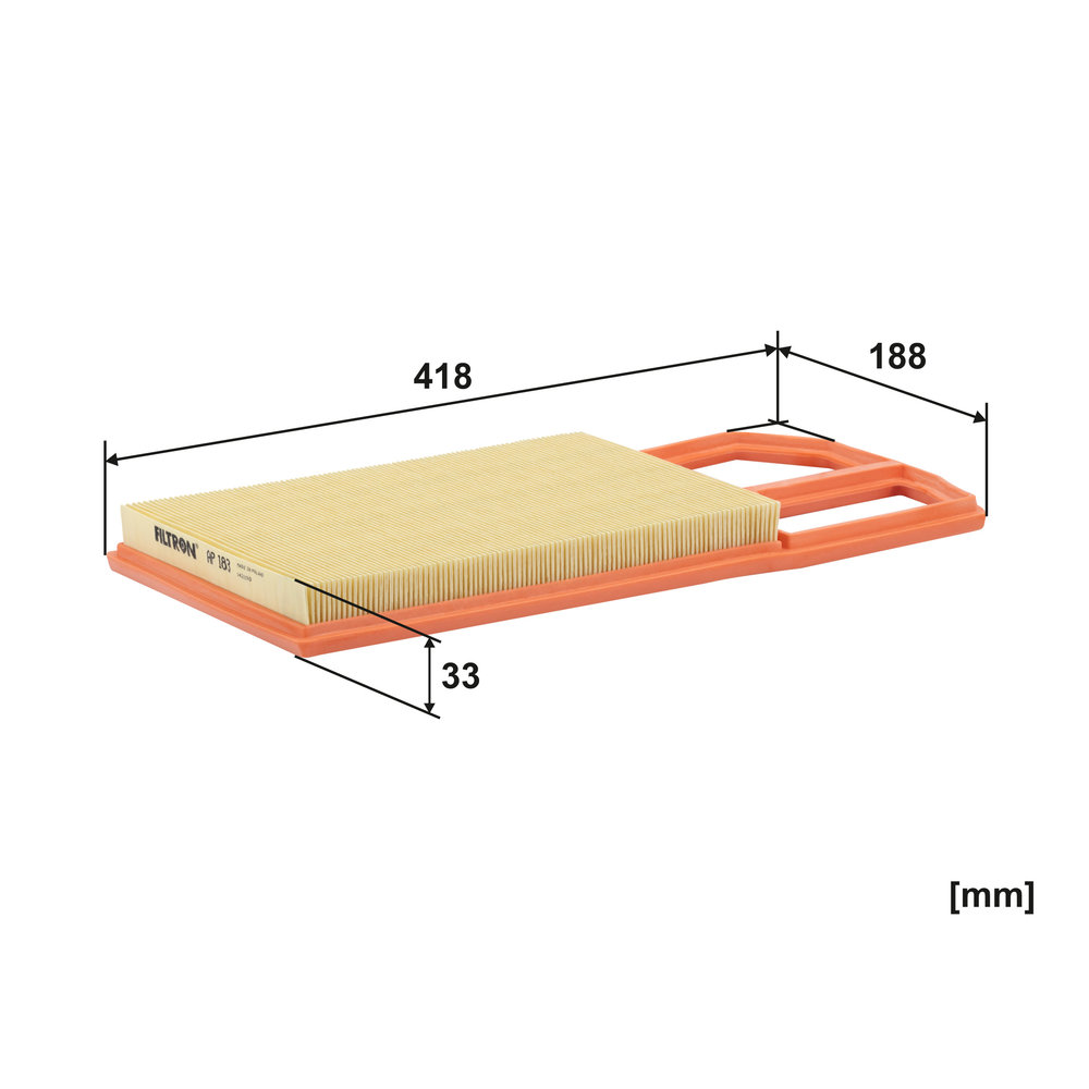 FILTRON Luftfilter ap183 Filterindsats length_mm_203|Længde [mm]|419 width_mm_206|Bredde [mm]|188 height_mm_209|Højde [mm]|32 32mm for VAG