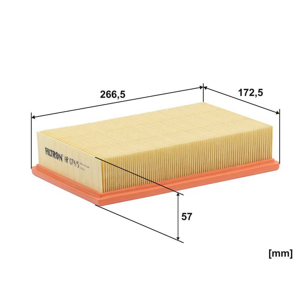 FILTRON Luftfilter ap0745 Filterindsats length_mm_203|Længde [mm]|267 width_mm_206|Bredde [mm]|172 height_mm_209|Højde [mm]|50 50mm for FORD VOLVO MA