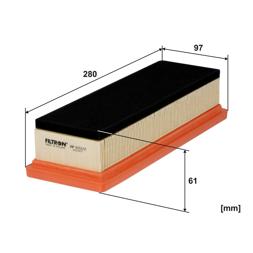 FILTRON Luftfilter ap0222 Filterindsats length_mm_203|Længde [mm]|282 width_mm_206|Bredde [mm]|99 height_mm_209|Højde [mm]|60 60mm for FORD FIAT