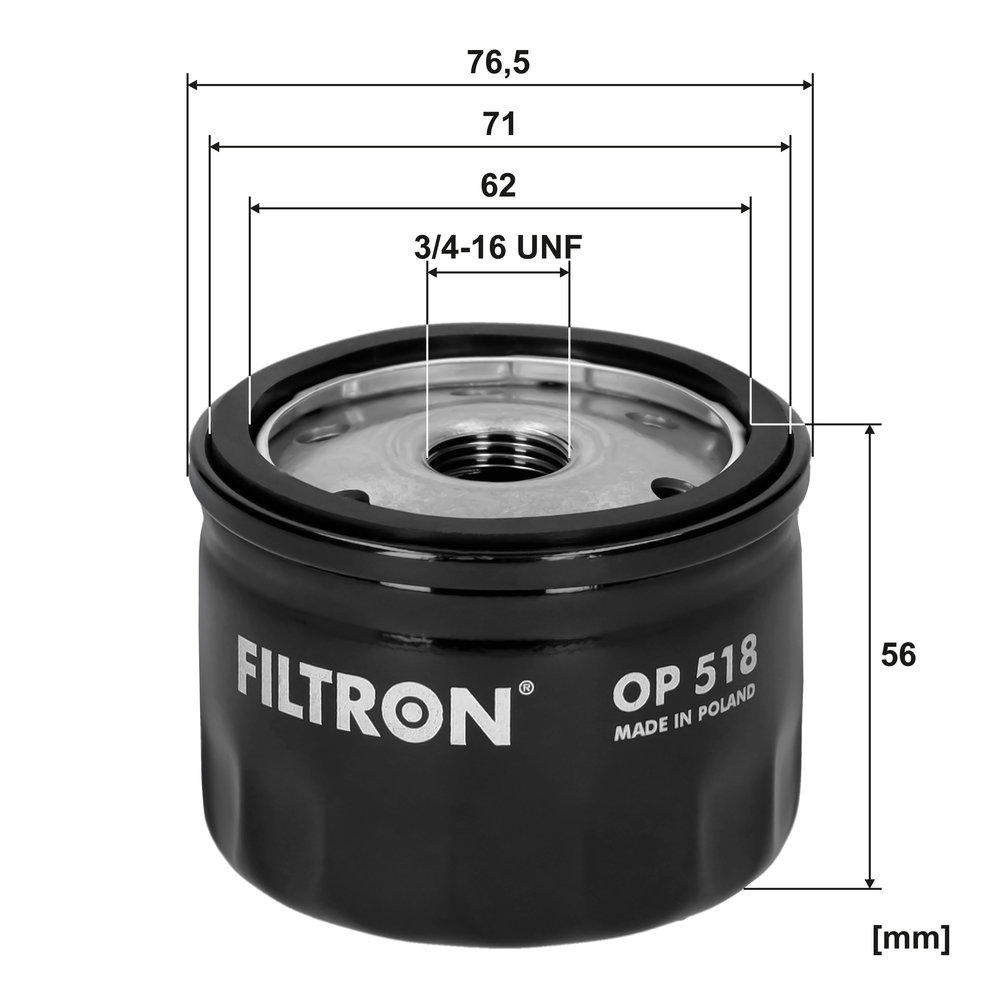 FILTRON Oliefilter op518 Påskruet 64mm 3/4-16 UNF for FORD FIAT GENERAL MOTORS VOLVO MASERATI KAWASAKI CITROËN PEUGEOT RENAULT RENAULT TRUCKS VM
