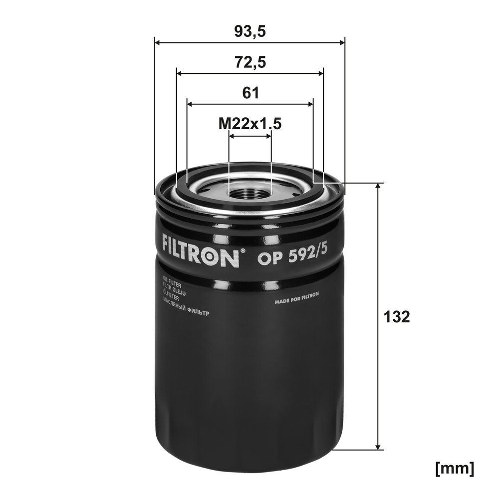 FILTRON Oliefilter op5925 Påskruet 142mm M22x1.5 for IVECO FIAT PEUGEOT CITROËN
