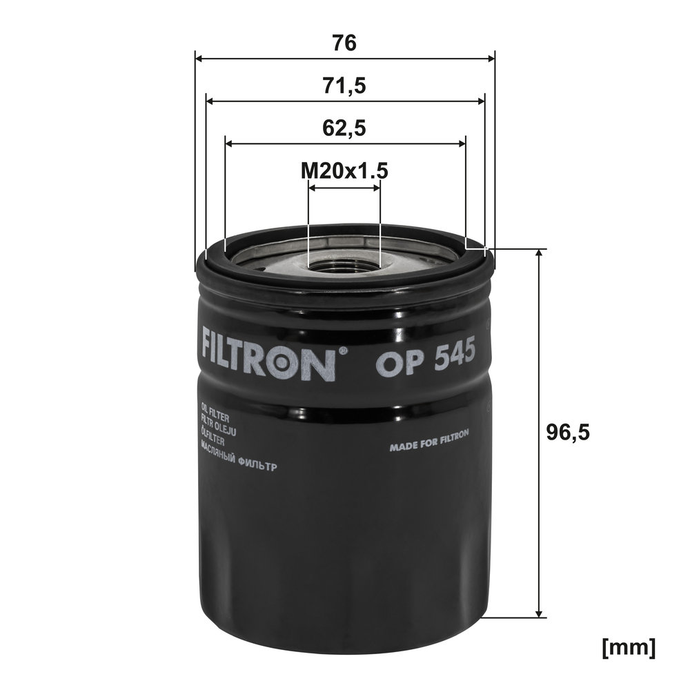 FILTRON Oliefilter op545 Påskruet 94mm M20x1.5 for FIAT FORD PEUGEOT CITROËN RENAULT