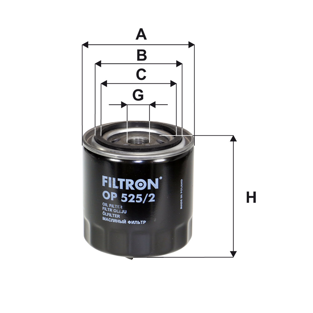 FILTRON Oliefilter op5252 Påskruet 95mm 3/4-16 UNF for VAG