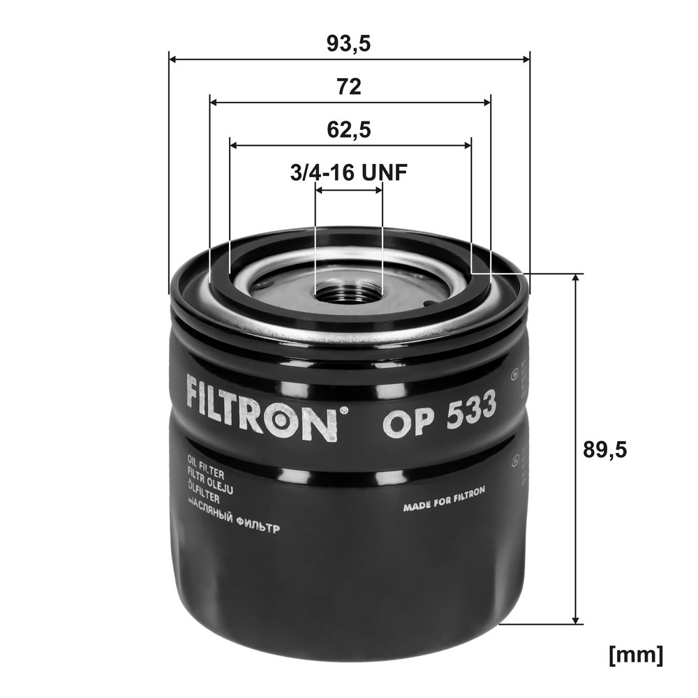FILTRON Oliefilter op533 Påskruet 95mm 3/4-16 UNF for SAAB FORD FIAT CHRYSLER SUNBEAM GENERAL MOTORS ISUZU VAG
