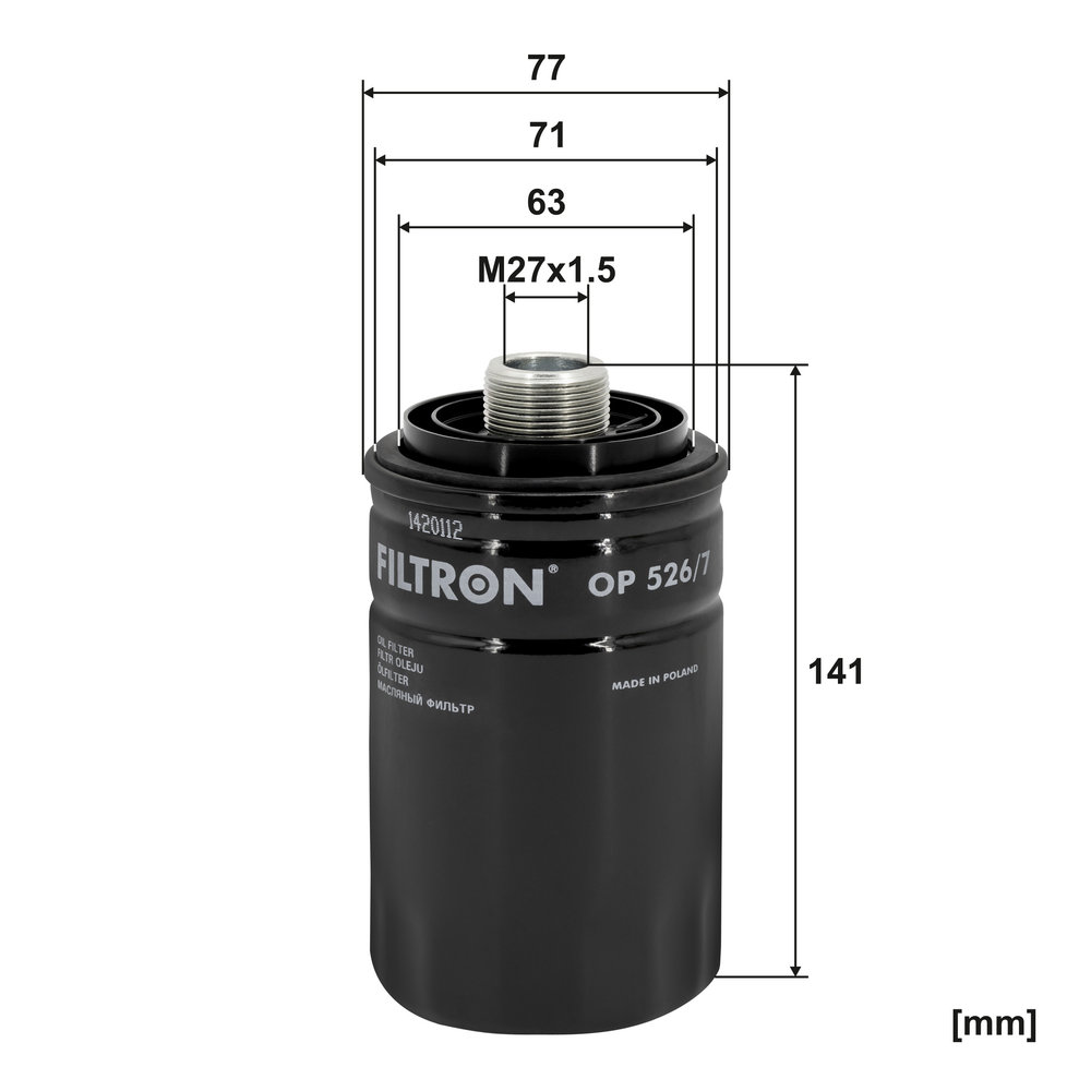 FILTRON Oliefilter op5267 Påskruet 143mm M27x1.5-6H for GEELY VAG GREAT WALL