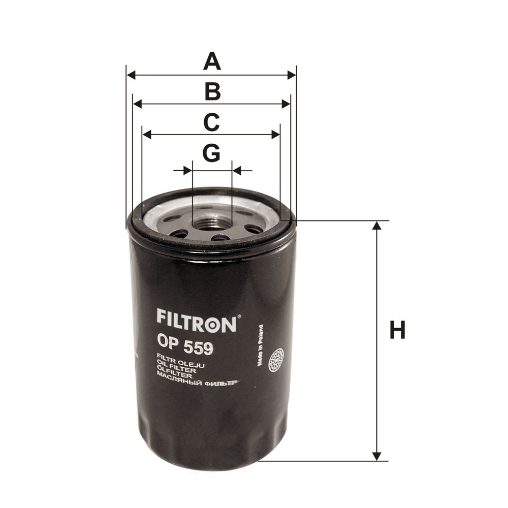 FILTRON Oliefilter op559 Påskruet 123mm 3/4-16 UNF for FORD GENERAL MOTORS BMW