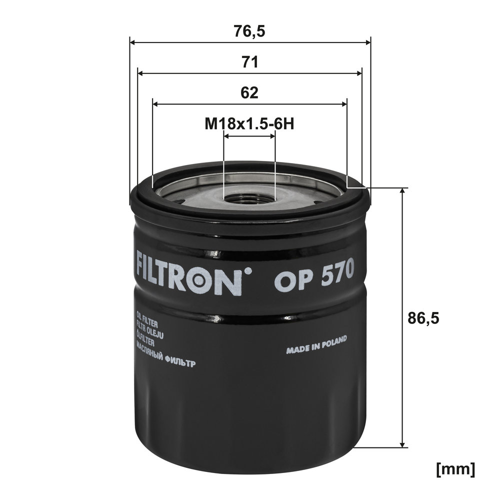 FILTRON Oliefilter op570 Påskruet 79mm M18x1.5-6H for GENERAL MOTORS OPEL CITROËN VAUXHALL PEUGEOT RENAULT DAEWOO