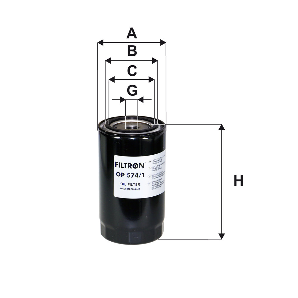 FILTRON Oliefilter op5741 Påskruet 183mm 3/4-16 UNF for CBT VOLVO FORD VAG RENAULT VM GENERAL MOTORS DAEWOO TALBOT MAN NISSAN FREIGHTLINER RENAULT TR
