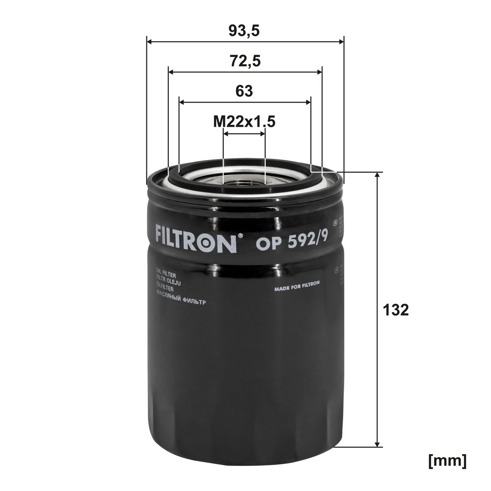 FILTRON Oliefilter op5929 Påskruet 143mm M22x1.5 for IVECO FIAT PEUGEOT CITROËN MITSUBISHI