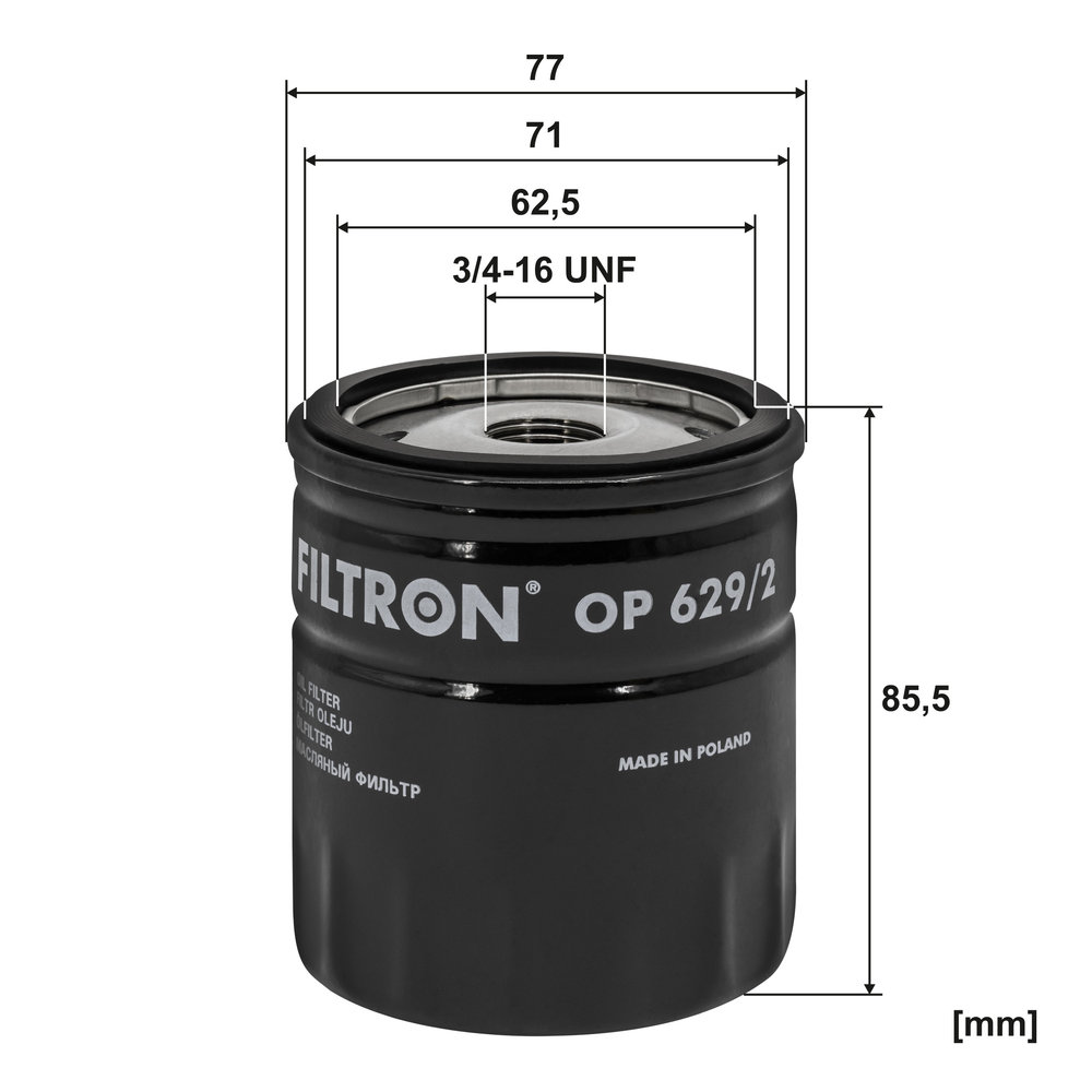FILTRON Oliefilter op6292 Påskruet 79mm 3/4-16 UNF-2B for FORD VOLVO JAGUAR VAG LAND ROVER