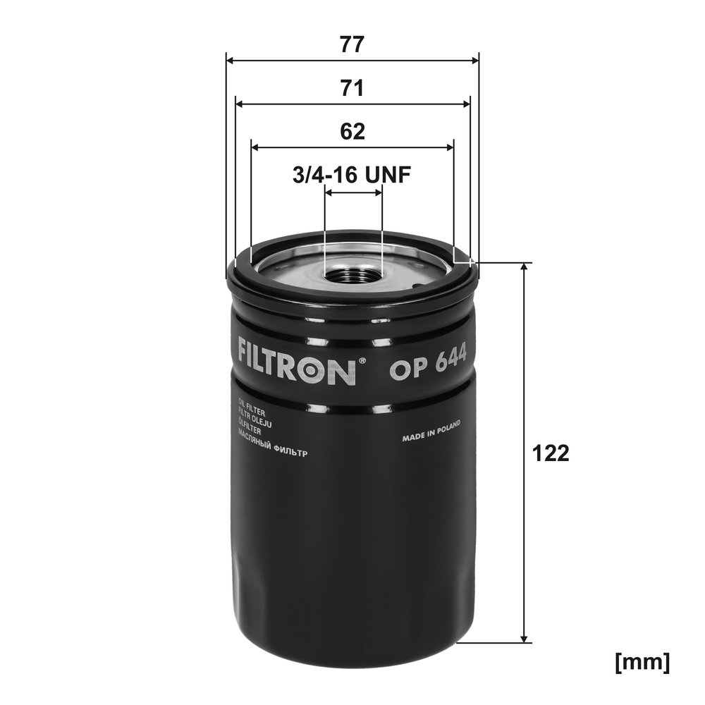 FILTRON Oliefilter op644 Påskruet 120mm 3/4-16 UNF for OPEL CHRYSLER VOLVO FIAT GENERAL MOTORS LDV VM
