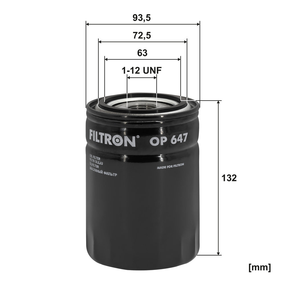 FILTRON Oliefilter op647 Påskruet 142mm 1-12 UNF for DAF IVECO VM FORD VOLVO FIAT ISUZU RENAULT STEYR MWM RENAULT TRUCKS