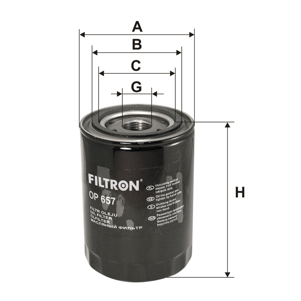 FILTRON Oliefilter op657 Påskruet 142mm 1-12 UNF for GENERAL MOTORS VOLVO PORSCHE