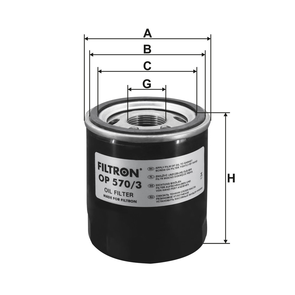FILTRON Oliefilter op5703 Påskruet 91mm 1-16 UN-2B for GENERAL MOTORS OPEL