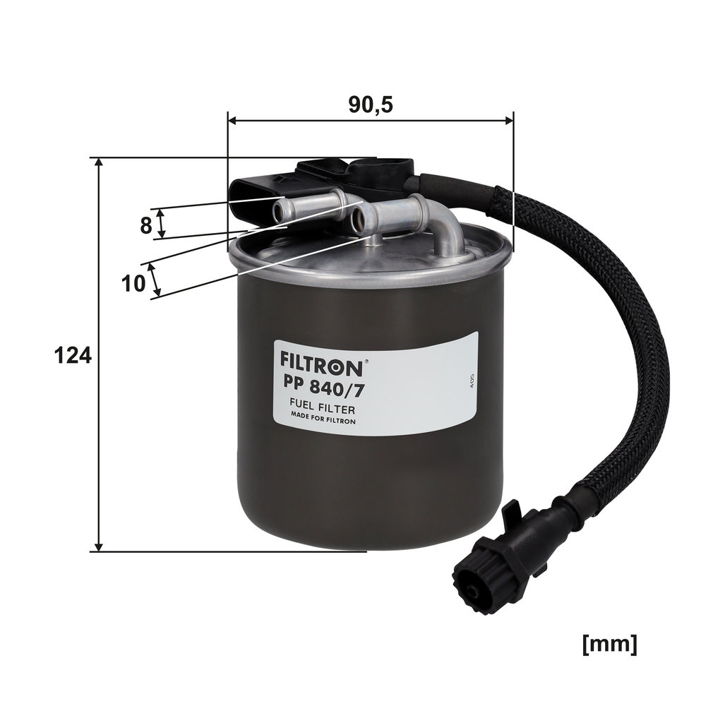 FILTRON Brændstof-filter PP 840/7 Lednings 124mm for MERCEDES-BENZ