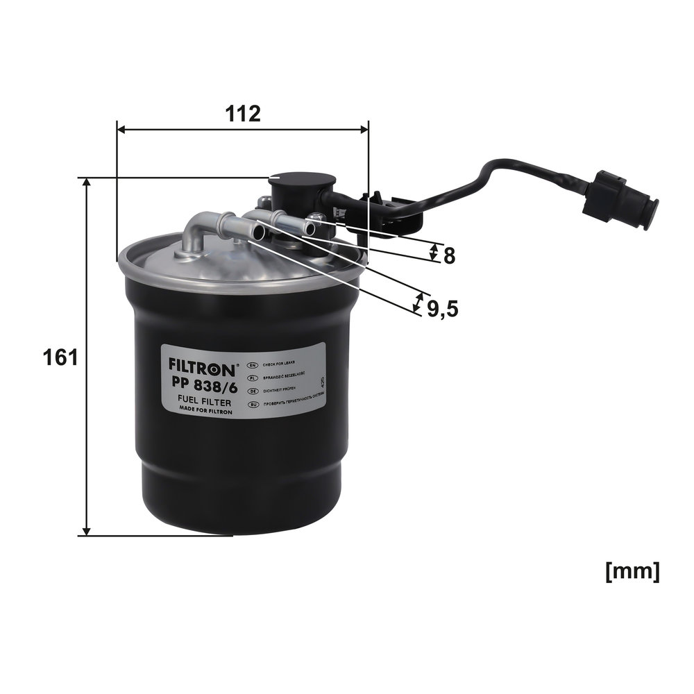 FILTRON Brændstof-filter PP 838/6 Lednings 161mm for FORD