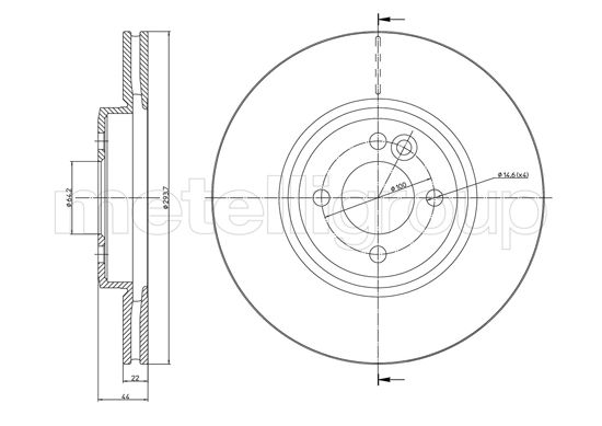 METELLI Bremseskive 231234c ventileret 294mm 22mm for MINI