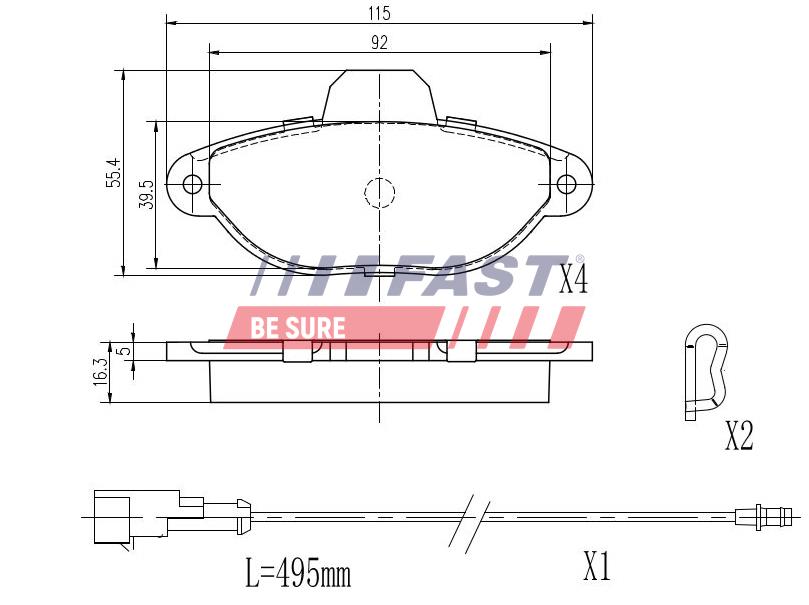 FAST Bremseklodser ft29051 foraksel for FIAT FORD