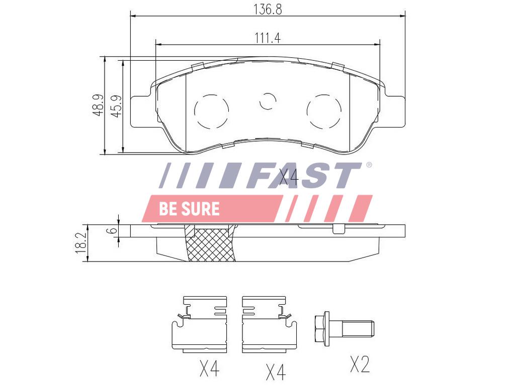 FAST Bremseklodser ft29131 bagaksel for CITROËN FIAT VW CHEVROLET