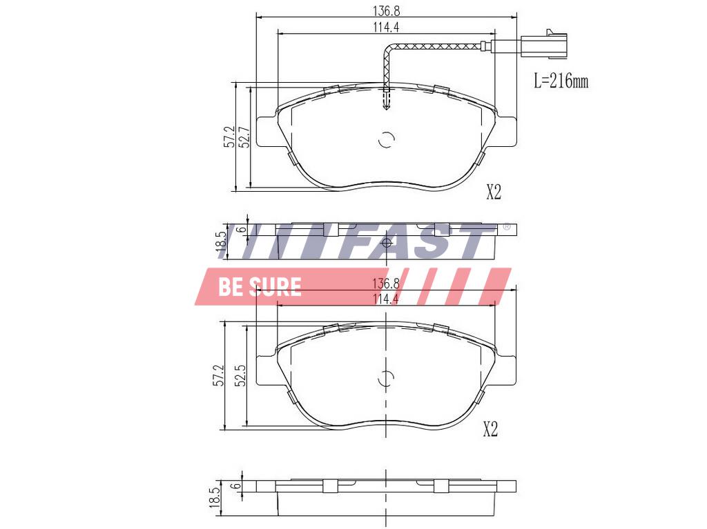 FAST Bremseklodser ft29144 foraksel for FIAT OPEL