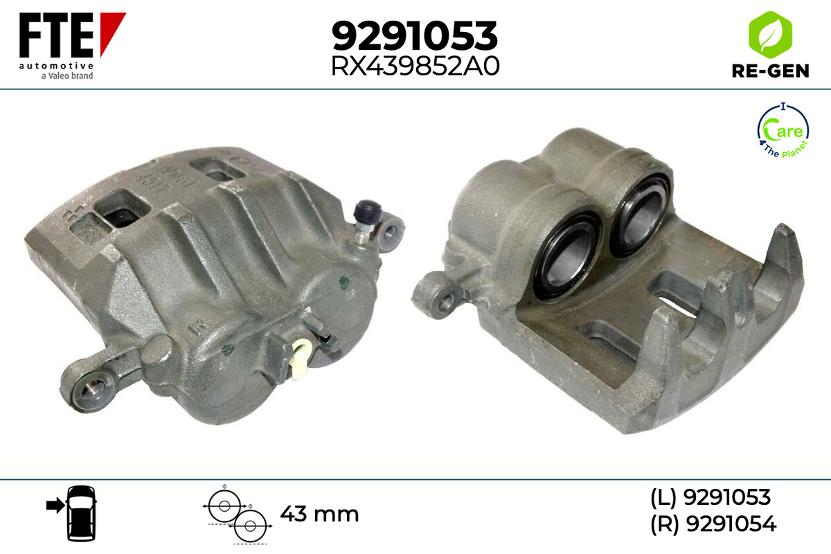 FTE Bremsekaliper 9291053 venstre foraksel for SUBARU