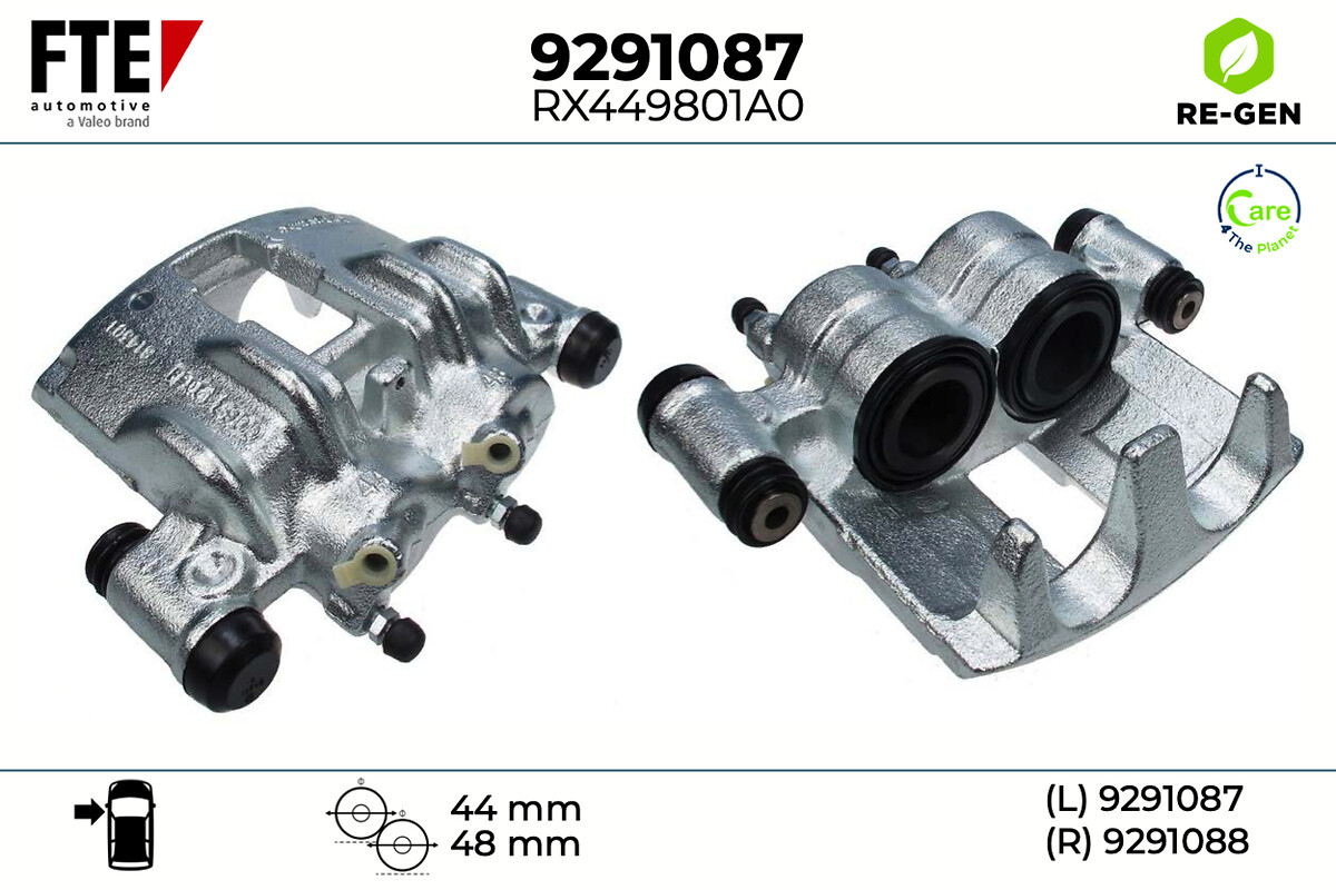 FTE Bremsekaliper 9291087 venstre foraksel for FIAT PEUGEOT