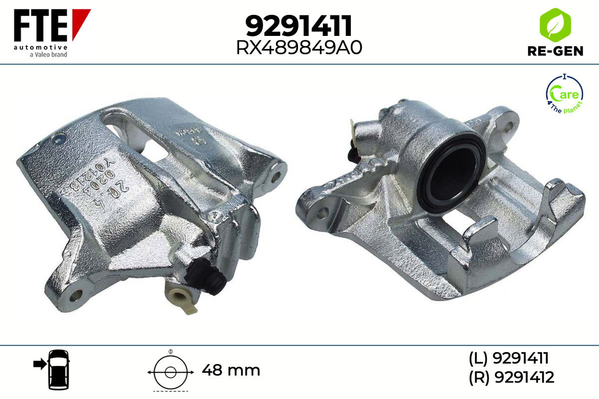 FTE Bremsekaliper 9291411 venstre foraksel for PEUGEOT