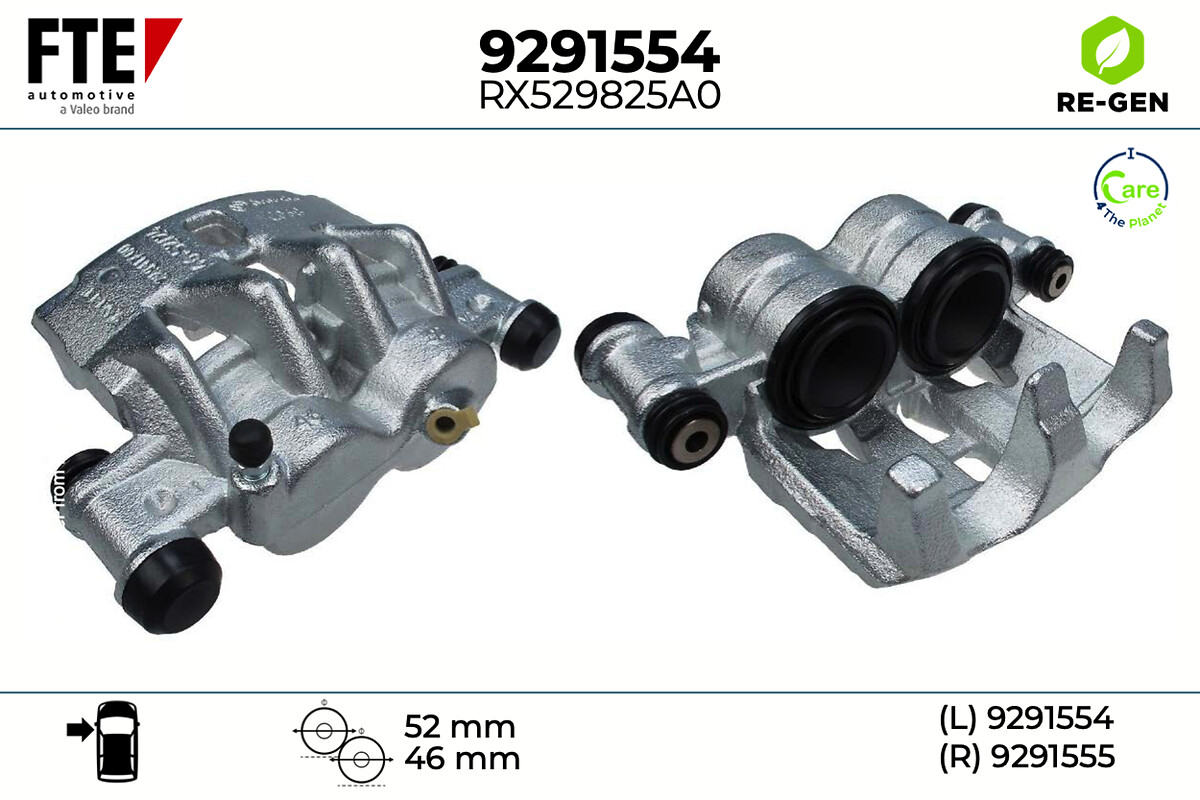FTE Bremsekaliper 9291554 venstre foraksel for FIAT CITROËN PEUGEOT