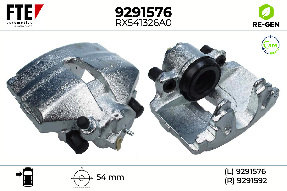 FTE Bremsekaliper 9291576 venstre foraksel for VW SKODA