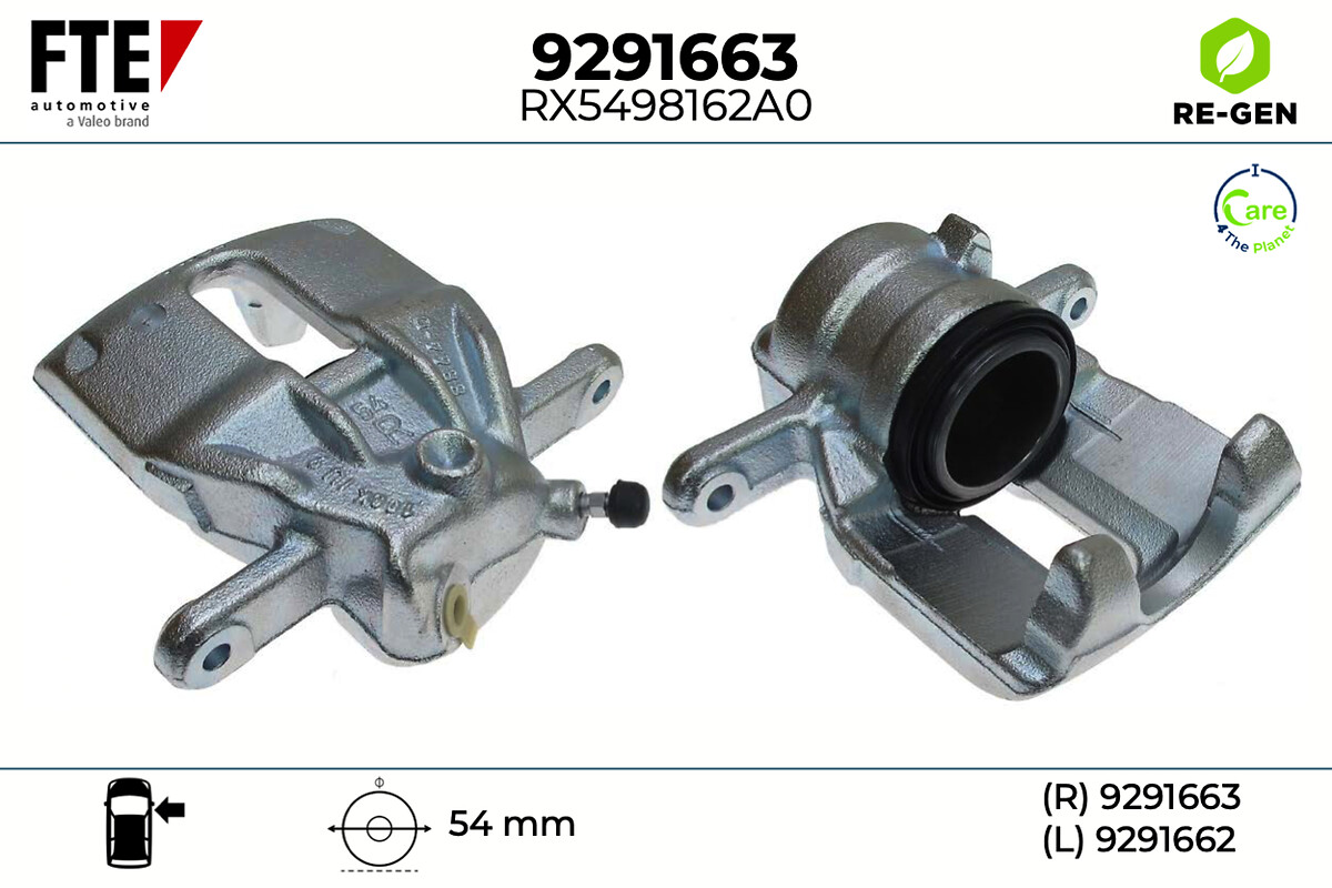 FTE Bremsekaliper 9291663 højre foraksel for RENAULT MERCEDES-BENZ DACIA