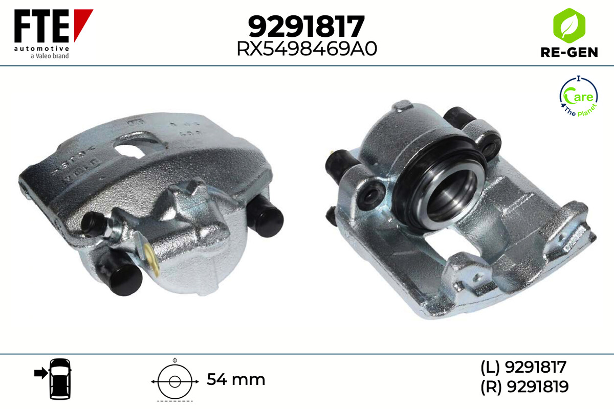 FTE Bremsekaliper 9291817 venstre foraksel for OPEL VAUXHALL
