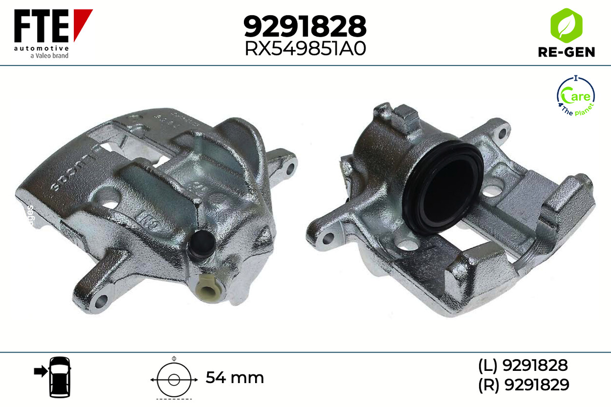 FTE Bremsekaliper 9291828 venstre foraksel for PEUGEOT