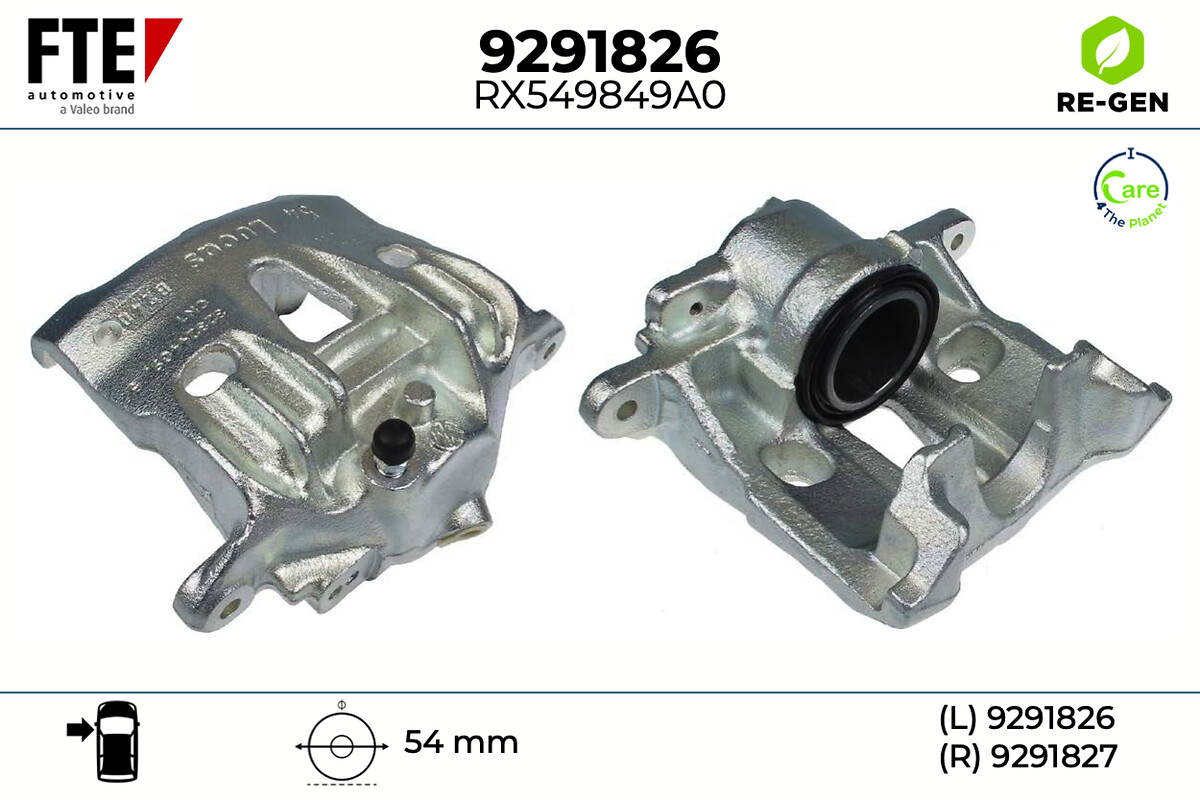 FTE Bremsekaliper 9291826 venstre foraksel for VW