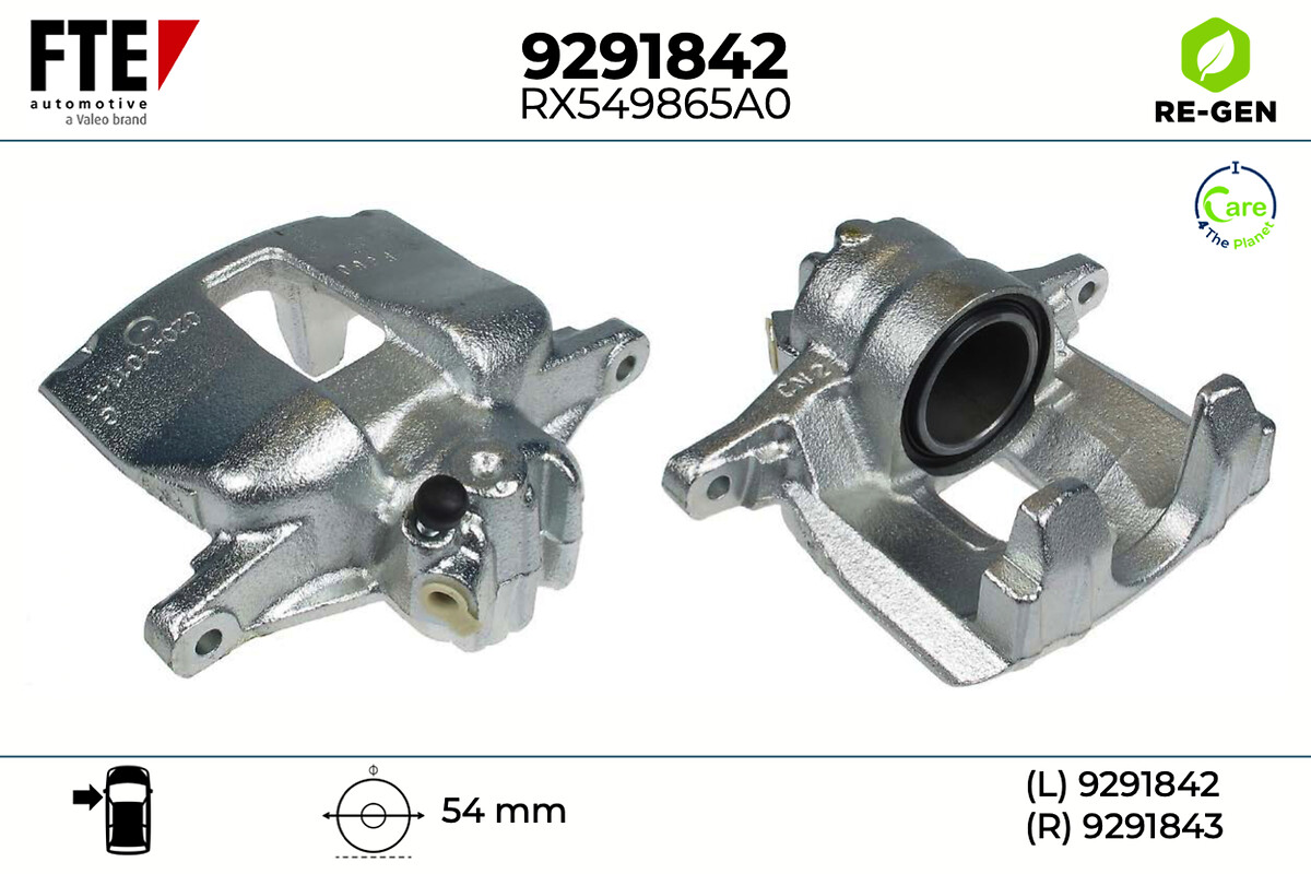 FTE Bremsekaliper 9291842 venstre foraksel for PEUGEOT