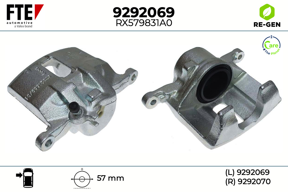 FTE Bremsekaliper 9292069 venstre foraksel for HONDA ROVER