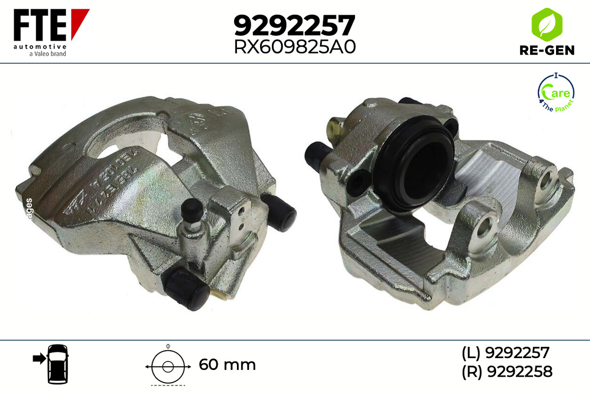 FTE Bremsekaliper 9292257 venstre foraksel for VW